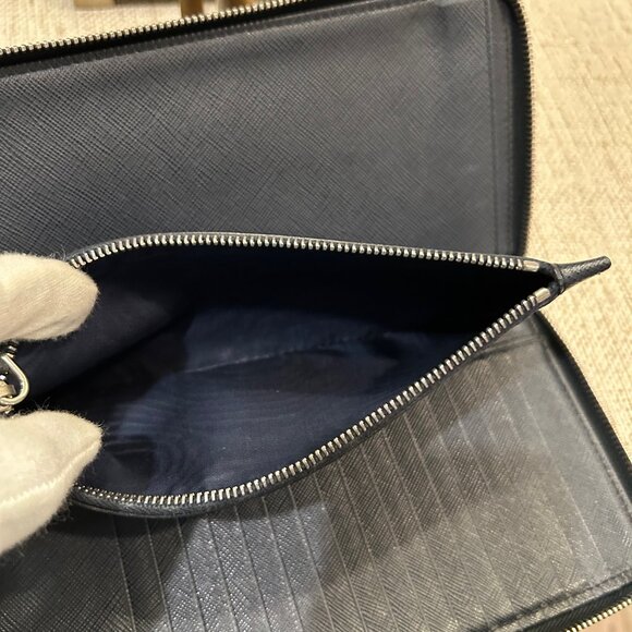 Prada Blue Saffiano Zippy Organizer - Picture 9 of 12